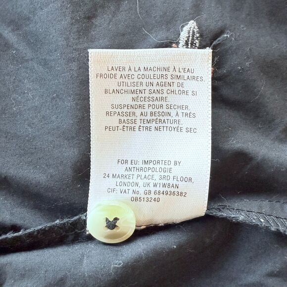 Anthro HD in Paris Embroidered Winnie Bee Sleeveless Button Down Top in Black 6 - Picture 7 of 9